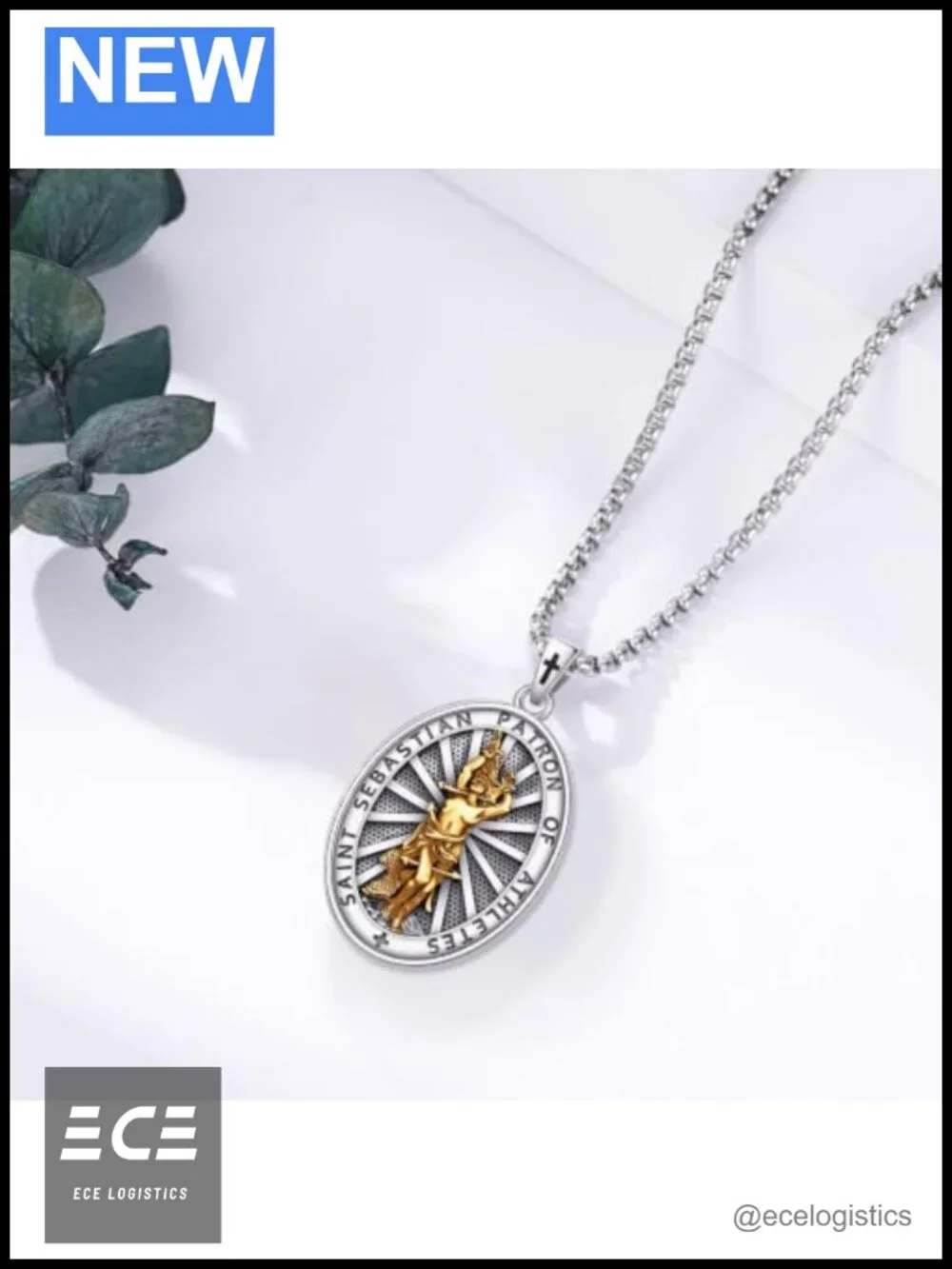 Saint Sebastian Pendant Necklace Silver-Plated Copper Unisex